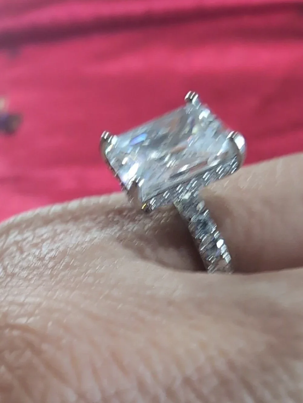 Classic Square-Cut Solitaire Ring in Silver with Clear Stone